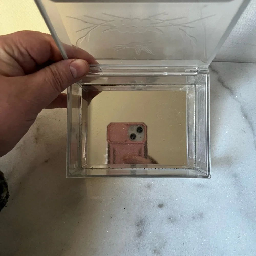 Vintage acrylic Jewelry Box with Gold brass Trim